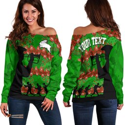 Rabbitohs Rugby Off Shoulder Sweater Anzac Day Camo Style