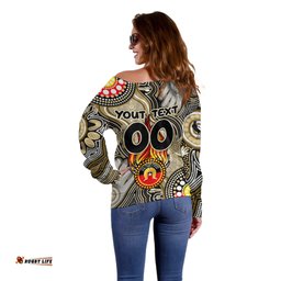 Personalised NAIDOC Week 2024 Collingwood Magpies Off Shoulder Sweater Australian Aboriginal Hand Painting