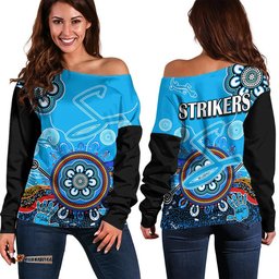Adelaide Strikers Women Off Shoulder Sweater Cricket Indigenous Aboriginal Lizard Version