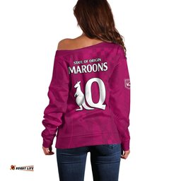Queensland Maroon Rugby Off Shoulder Sweater Origin Queensland Sporty Style