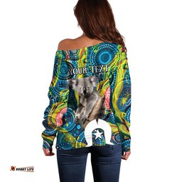 Personalised Vivid Minimal Koala Off Shoulder Sweater NAIDOC 2024 Aboriginal Art Style No2