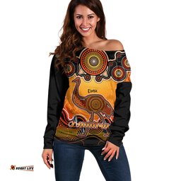 Personalised Australia Aquarius Emu Zodiac Off Shoulder Sweater Auz Astrology Aboriginal Red