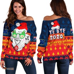 Australia Christmas Women's Off Shoulder Sweater Bye Bye 2020