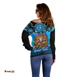 Personalised Australia Virgo Echidna Zodiac Off Shoulder Sweater Auz Astrology Aboriginal Aqua