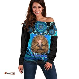 Personalised Australia Virgo Echidna Zodiac Off Shoulder Sweater Auz Astrology Aboriginal Aqua
