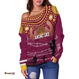 Broncos Rugby Off Shoulder Sweater Anzac Day Barb Wire Style