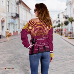 Broncos Rugby Off Shoulder Sweater Anzac Day Barb Wire Style