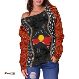 Aboriginal Women's Off Shoulder Sweater Australia Indigenous Map