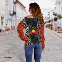 Aboriginal Women's Off Shoulder Sweater Australia Indigenous Map