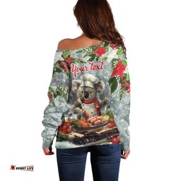 Personalised Koala Chef Christmas in July Off Shoulder Sweater