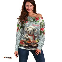 Personalised Koala Chef Christmas in July Off Shoulder Sweater