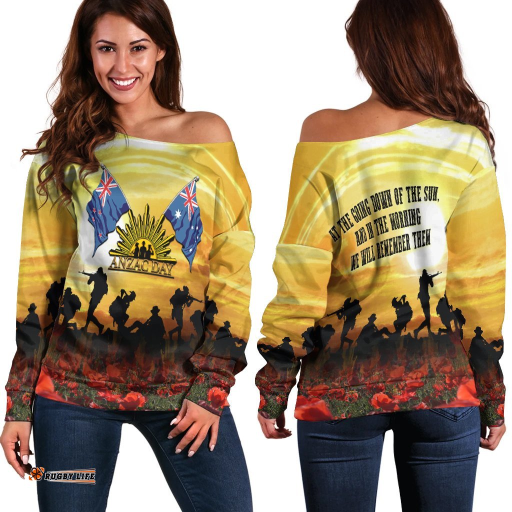 Anzac Women's Off Shoulder Sweater Australian and New Zealand Army Corps