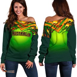Off Shoulder Sweater Australian Kangaroo Sweater Aussie National Colors