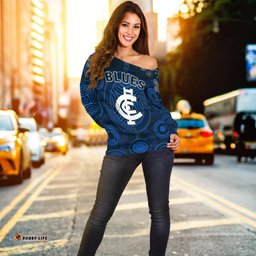 Blues Indigenous Off Shoulder Sweater Football Season