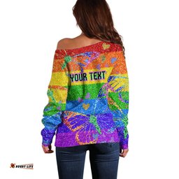 Sydney Mardi Gras Off Shoulder Sweater Pride Rainbow Glitter Colorful Style