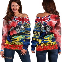 Custom Personalised ANZAC Eels Rugby Off Shoulder Sweater We Shall Remember 03
