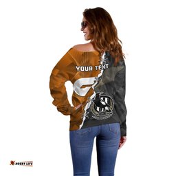 Personalised Collingwood And Giants Football Off Shoulder Sweater Together Sporty Style