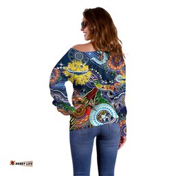 Personalised Cowboys NAIDOC Week 2024 Off Shoulder Sweater Australia Aboriginal Dot Painting