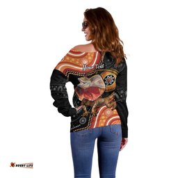 Personalised Australia Frilled Lizard Off Shoulder Sweater Aboriginal Art