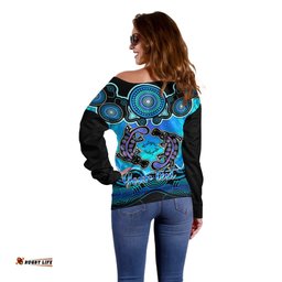 Personalised Australia Pisces Platypus Zodiac Off Shoulder Sweater Auz Astrology Aboriginal Aqua