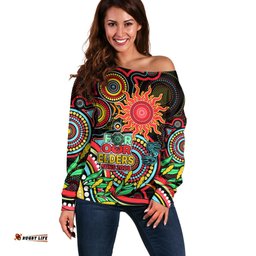 Suns Football Aboriginal Art Off Shoulder Sweater NAIDOC Indigenous Tribal