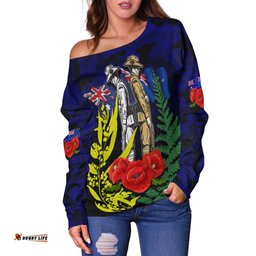 Anzac Day Off Shoulder Sweater Army Patterns