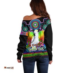 Personalised Australia Libra Cockatoo Zodiac Off Shoulder Sweater Auz Astrology Aboriginal Rainbow