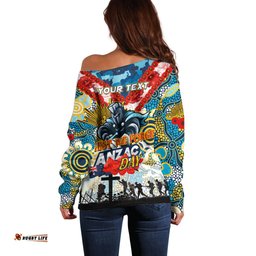 Personalised Titans ANZAC Day Off Shoulder Sweater Aboriginal Rising Sun