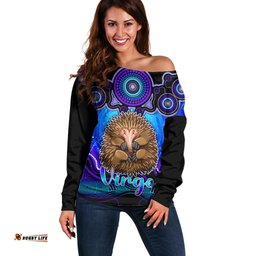 Personalised Australia Virgo Echidna Zodiac Off Shoulder Sweater Auz Astrology Aboriginal Blue