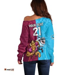 Custom Broncos and Sharks Off Shoulder Sweater Sporty Style