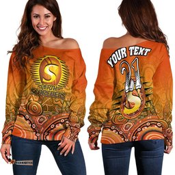 Custom Personalised Perth Scorchers Indigenous Aboriginal Arts Women Off Shoulder Sweater