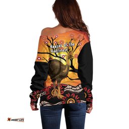 Keeper Of The Rainforest Cassowary Off Shoulder Sweater Aboriginal Art
