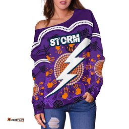 Custom Personalised Storm Women's Off Shoulder Sweater Indigenous Aboriginal Melbourne Sun Style
