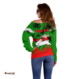 NRL Rabbitohs Off Shoulder Sweater Summer Vibe Style