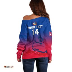 Personalised Nepal Cricket Off Shoulder Sweater Dynamic Version 2023