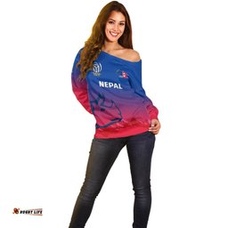 Personalised Nepal Cricket Off Shoulder Sweater Dynamic Version 2023