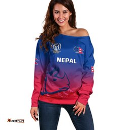Personalised Nepal Cricket Off Shoulder Sweater Dynamic Version 2023