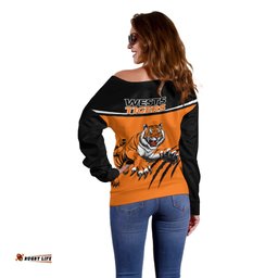 Wests Tigers Rugby Off Shoulder Sweater Orange Simple Style