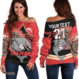 Custom Personalised NRL Redcliffe Dolphins Off Shoulder Sweater