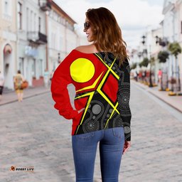 Aboriginal Off Shoulder Sweater Indigenous Legend
