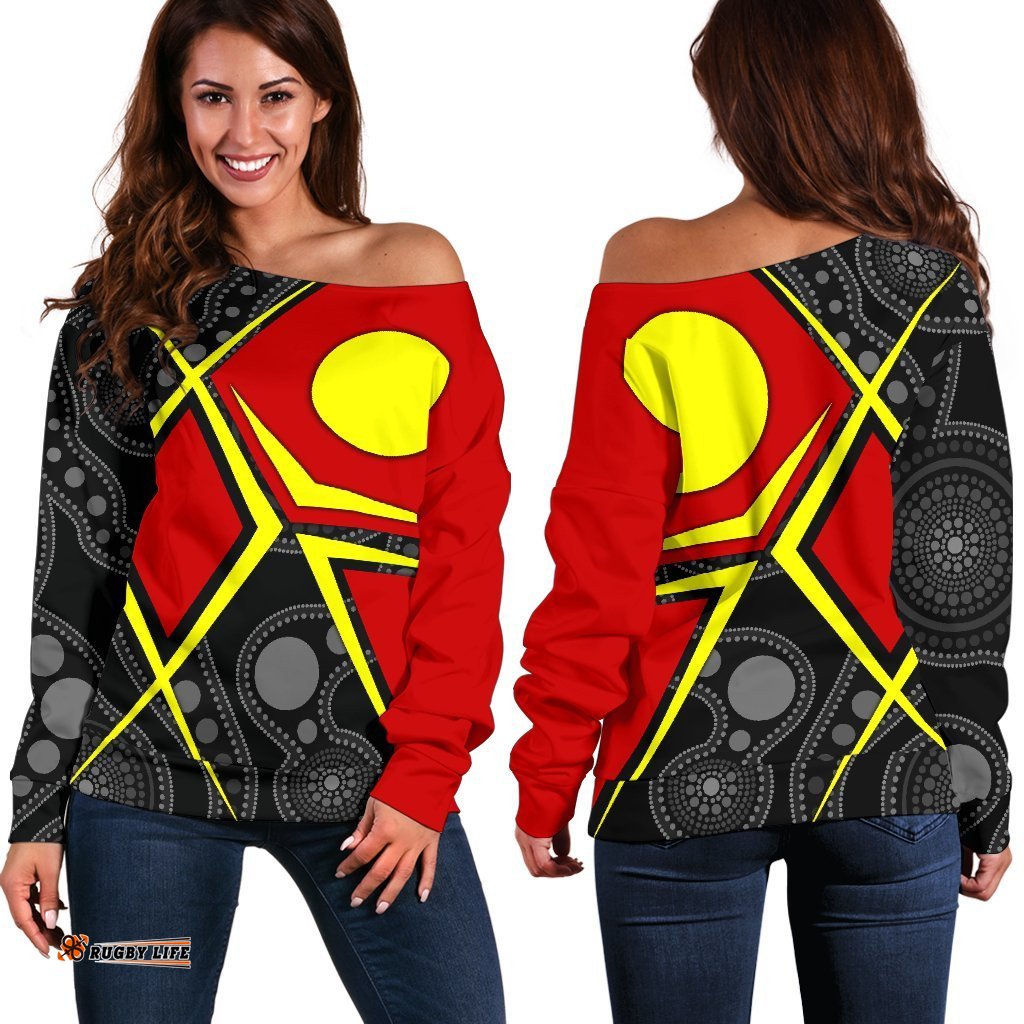 Aboriginal Off Shoulder Sweater Indigenous Legend