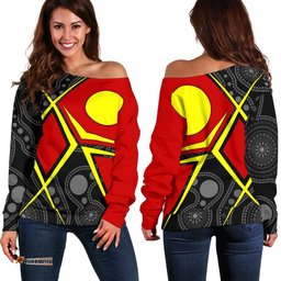 Aboriginal Off Shoulder Sweater Indigenous Legend