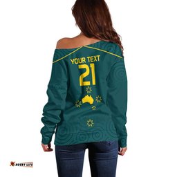 Custom Australia Rugby Off Shoulder Sweater Proud of Aussie Kangaroo