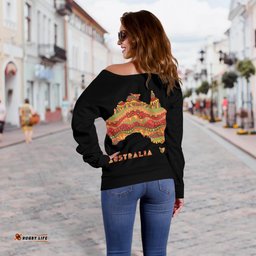 Womens Off Shoulder Sweater Australia Map Sweater Aboriginal Patterns