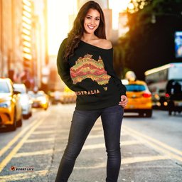 Womens Off Shoulder Sweater Australia Map Sweater Aboriginal Patterns