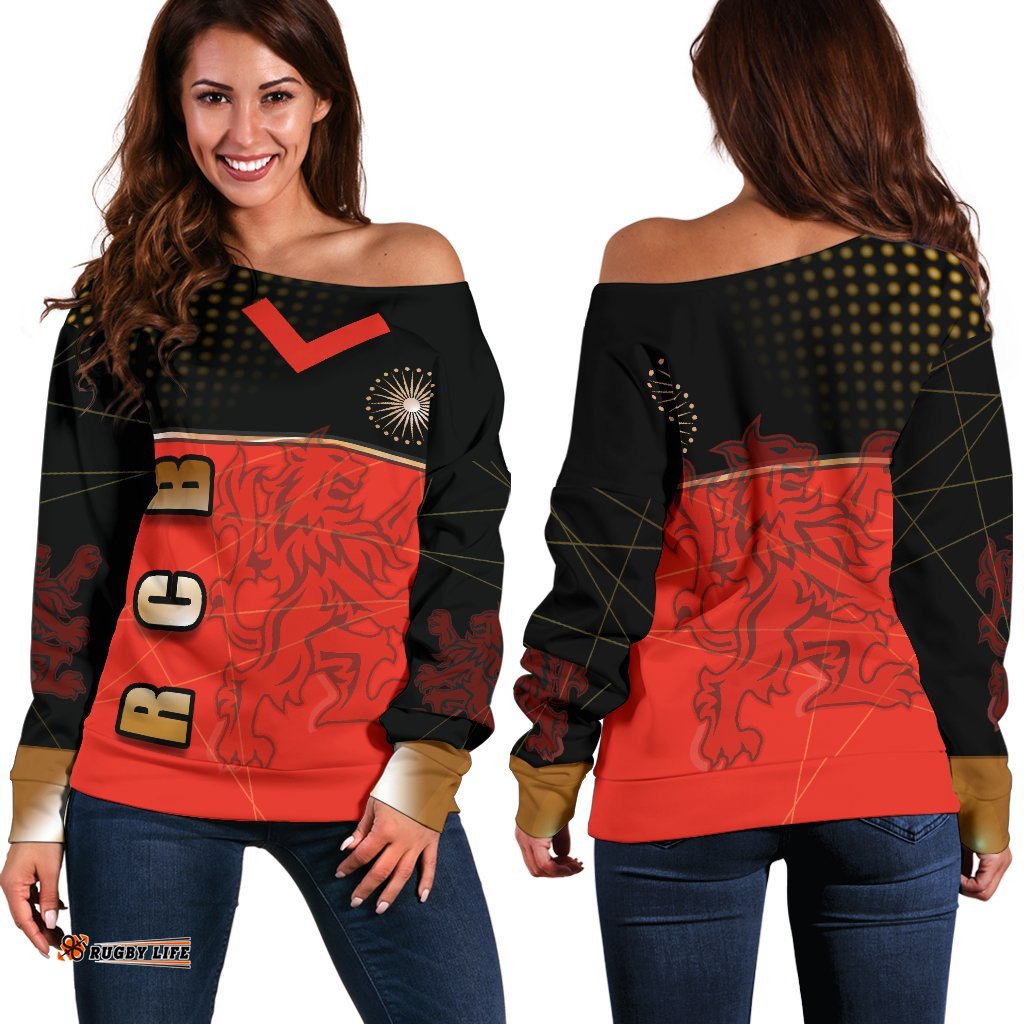 Bangalore Cricket India Off Shoulder Sweater Royal Challengers