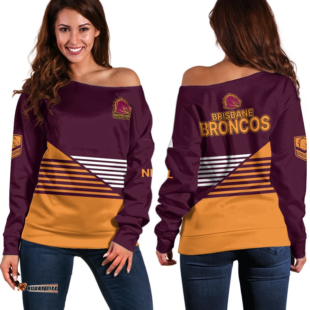 Brisbane Broncos NRL Off Shoulder Sweater
