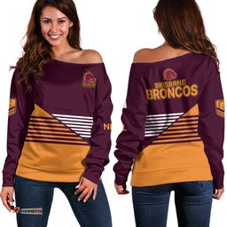 Brisbane Broncos NRL Off Shoulder Sweater