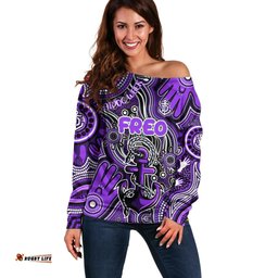 Personalised NAIDOC Week 2024 Fremantle Dockers Freo Off Shoulder Sweater Australian Aboriginal Hand Painting