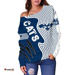 Custom Personalised Geelong Women's Off Shoulder Sweater Cats Indigenous